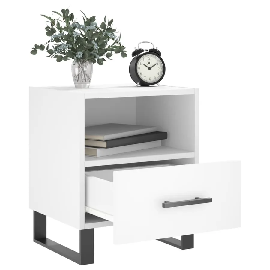 Table de chevet blanc 40x35x47,5 cm bois d’ingénierie - 7