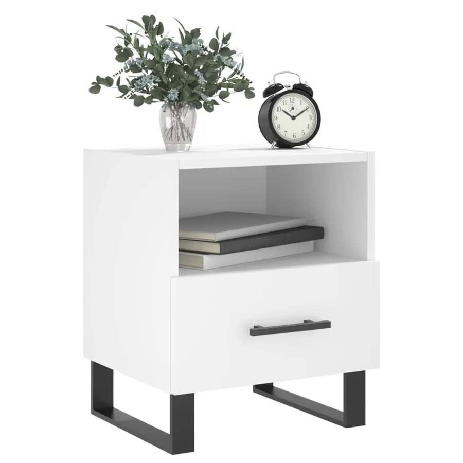 Table de chevet blanc 40x35x47,5 cm bois d’ingénierie - 8