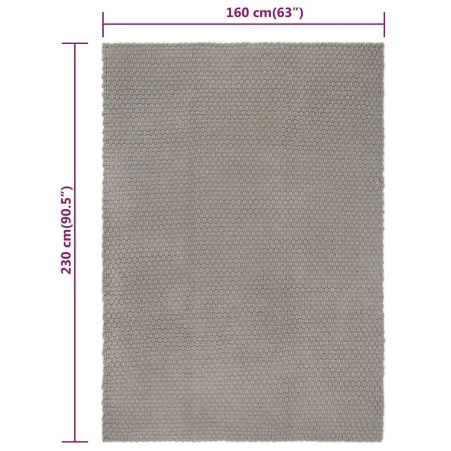 Tapis rectangulaire Gris 160x230 cm Coton - 6
