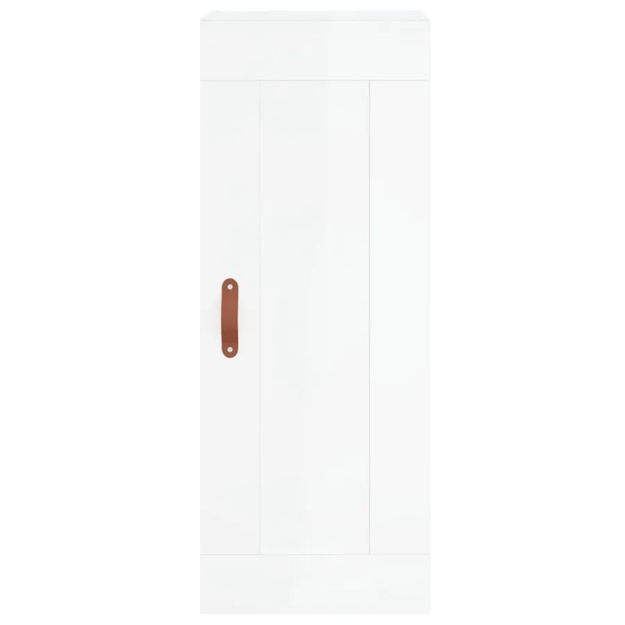 Buffet haut Blanc brillant 34,5x34x180 cm Bois d'ingénierie - 7