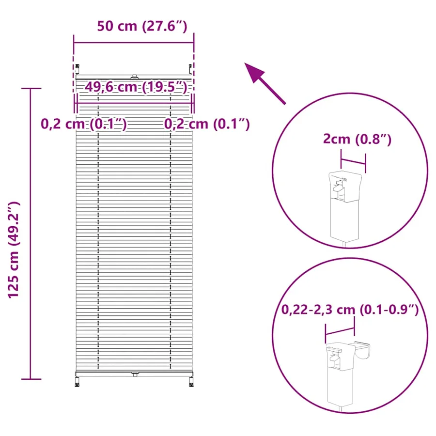 Store plissé 50x125 cm Blanc - 10