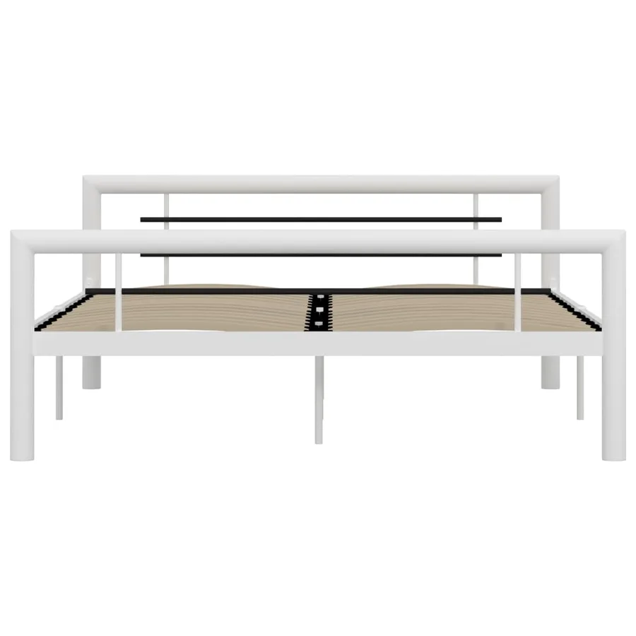 Cadre de lit sans matelas blanc et noir métal 140x200 cm - 3