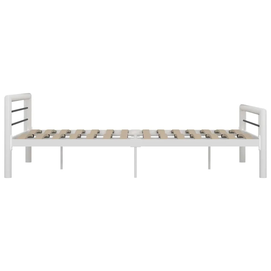 Cadre de lit sans matelas blanc et noir métal 140x200 cm - 4