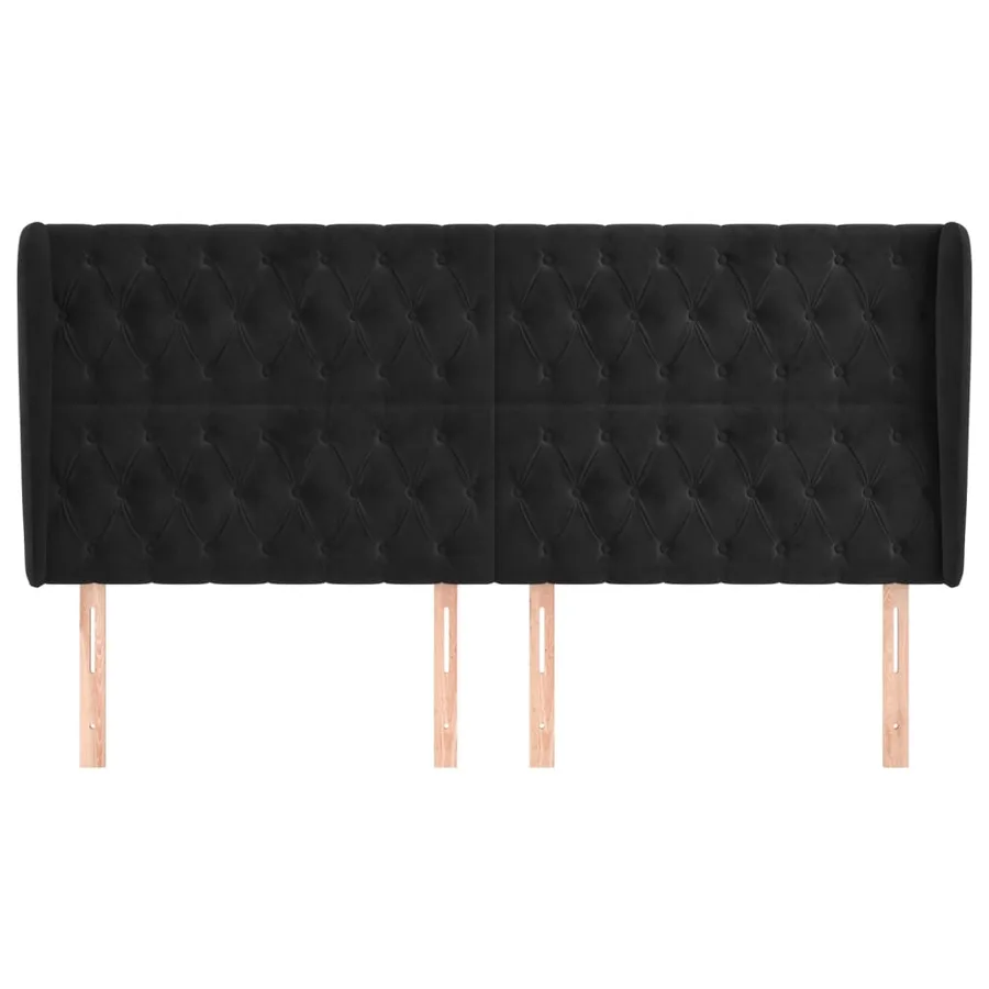 Tête de lit avec oreilles Noir 203x23x118/128 cm Velours - 3