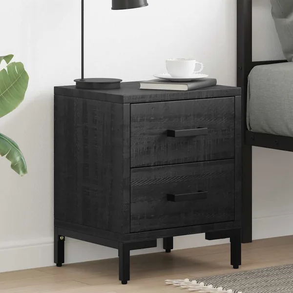 Tables de chevet 2 pcs Noir 36x30x45 cm Bois de pin massif