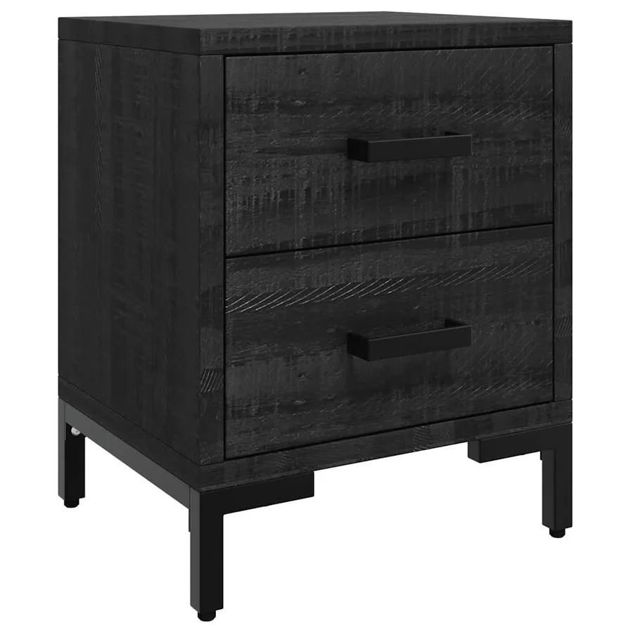 Tables de chevet 2 pcs Noir 36x30x45 cm Bois de pin massif - 3