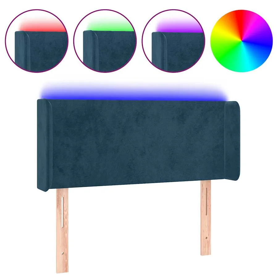 Tête de lit à LED Bleu foncé 103x16x78/88 cm Velours - 2