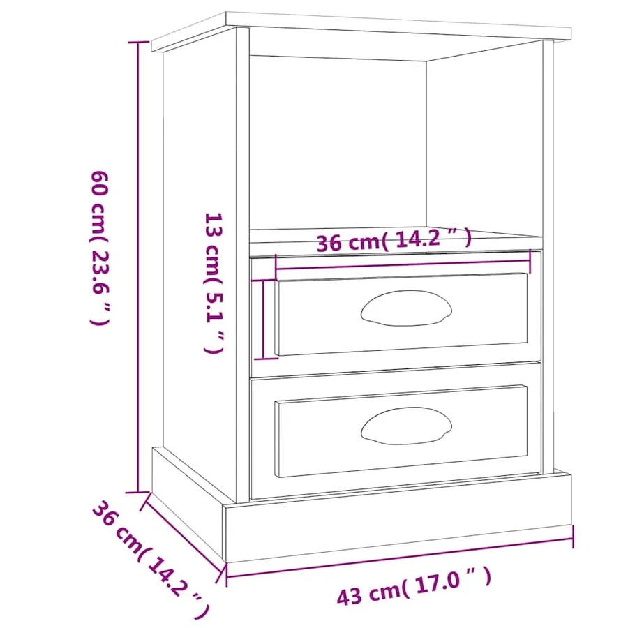 Tables de chevet 2 pcs blanc brillant 43x36x60 cm - 11