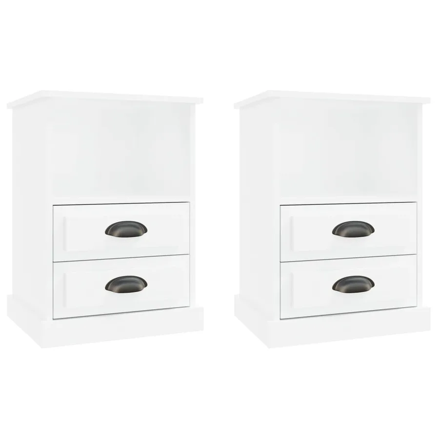 Tables de chevet 2 pcs blanc brillant 43x36x60 cm - 2