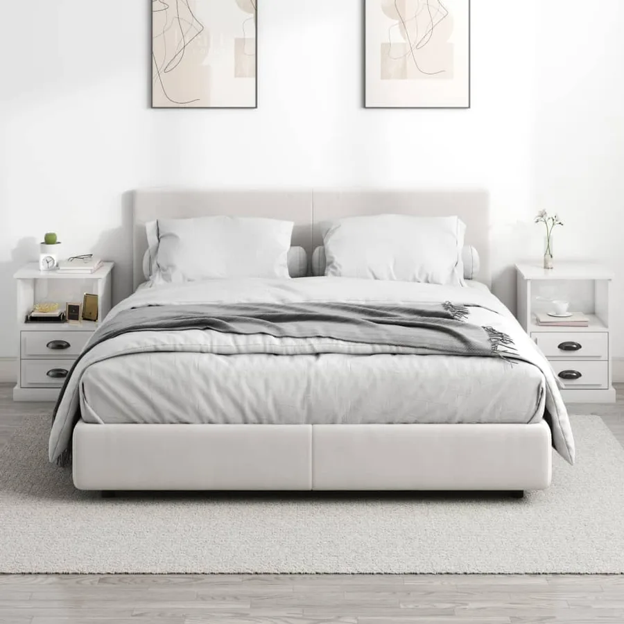 Tables de chevet 2 pcs blanc brillant 43x36x60 cm - 3