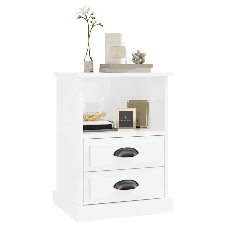 Tables de chevet 2 pcs blanc brillant 43x36x60 cm - 4