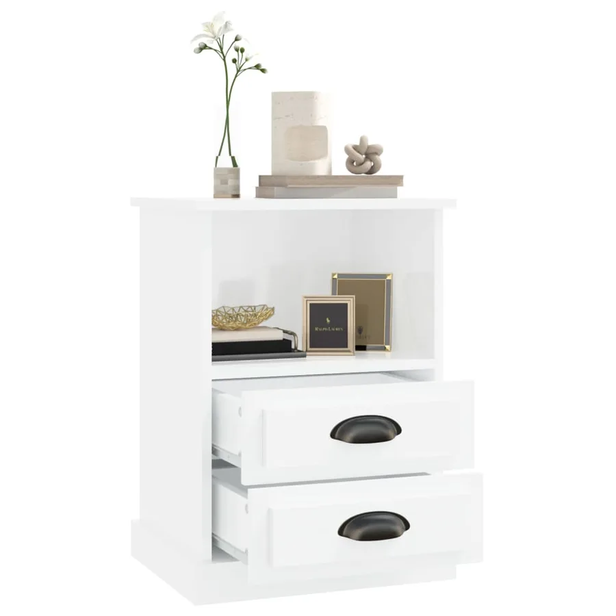 Tables de chevet 2 pcs blanc brillant 43x36x60 cm - 5