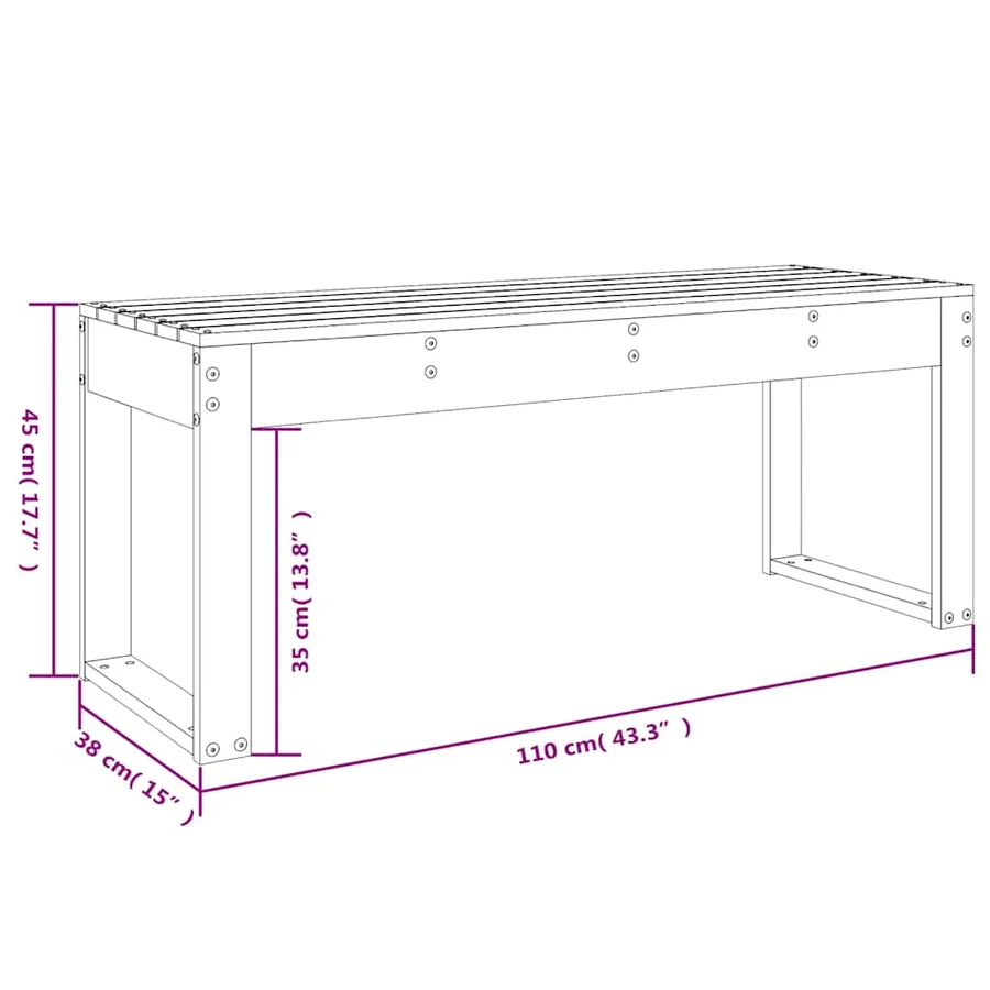 Banc de jardin marron miel 110x38x45 cm bois de pin massif - 8