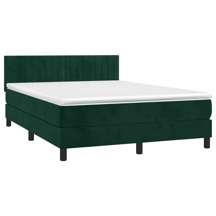 Sommier à lattes de lit avec matelas LED Vert foncé 140x190 cm - 3