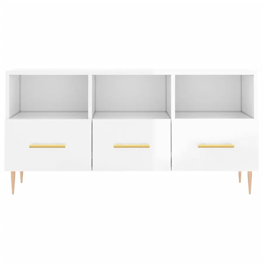 Meuble TV Blanc brillant 102x36x50 cm Bois d'ingénierie - 5