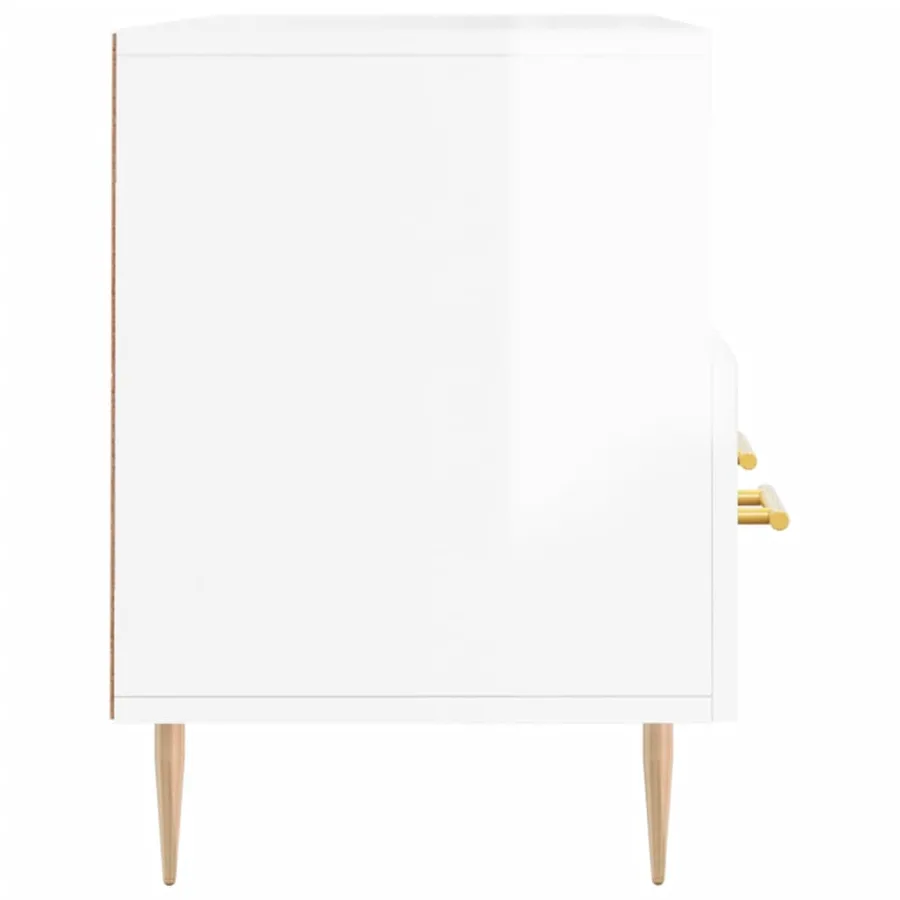 Meuble TV Blanc brillant 102x36x50 cm Bois d'ingénierie - 7