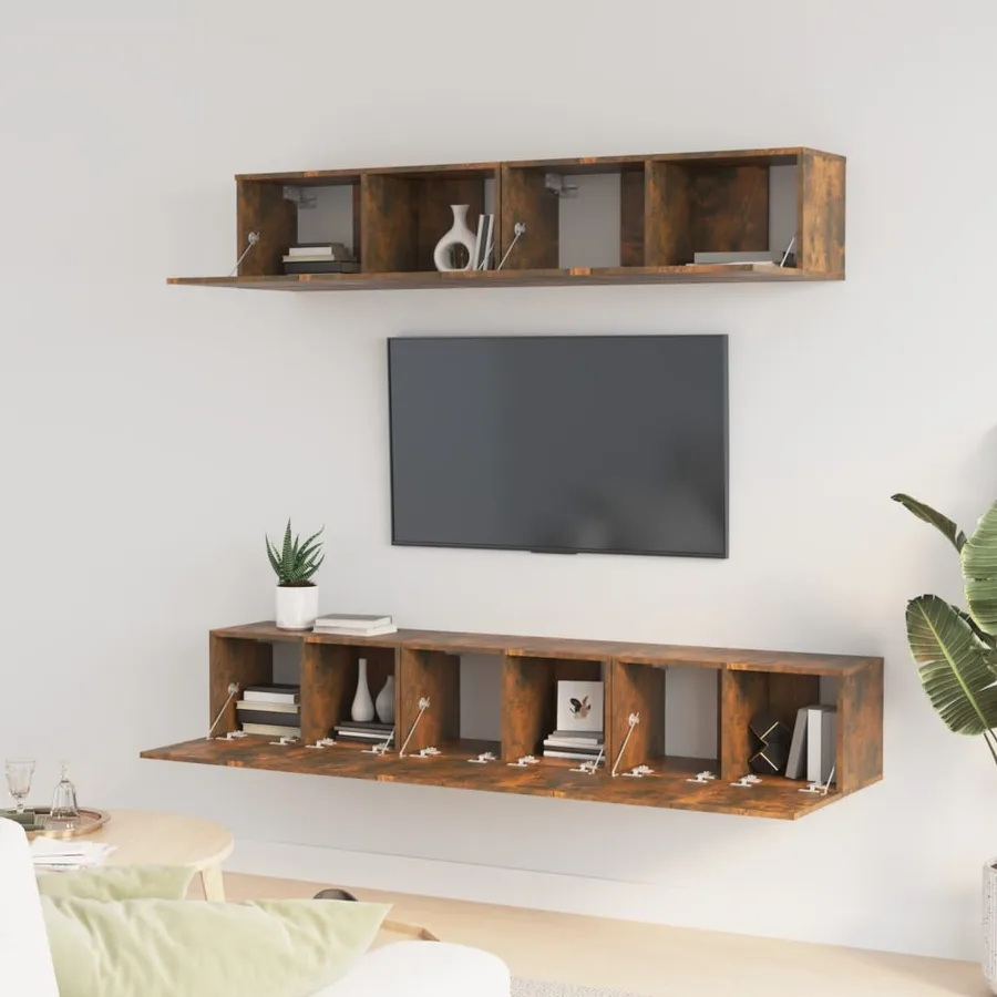 Ensemble de meubles TV 5 pcs Chêne fumé Bois d'ingénierie - 3