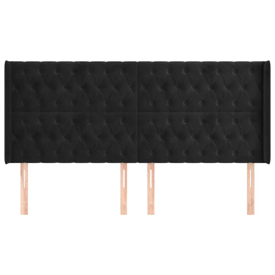 Tête de lit avec oreilles Noir 203x16x118/128 cm Velours - 3