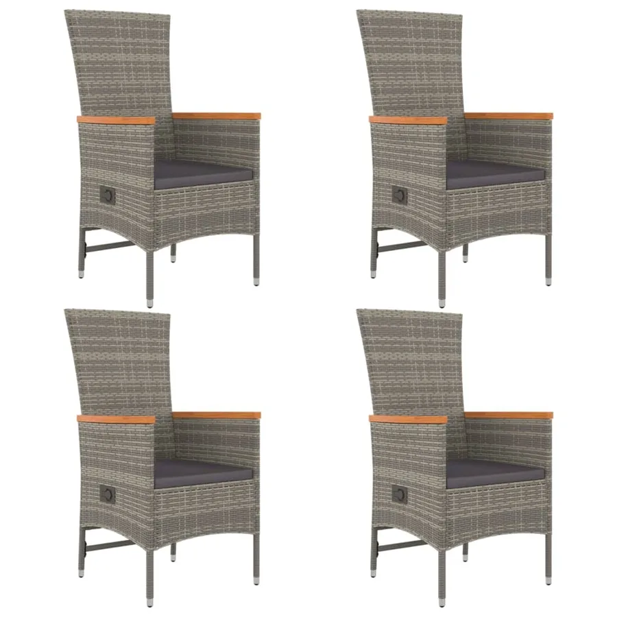 Ensemble à manger de jardin 5 pcs coussins gris résine tressée - 4