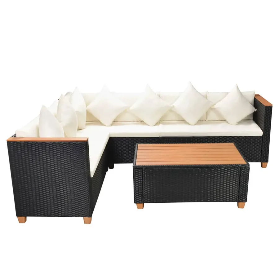 Salon de jardin 4 pcs avec coussins Résine tressée Noir - 4