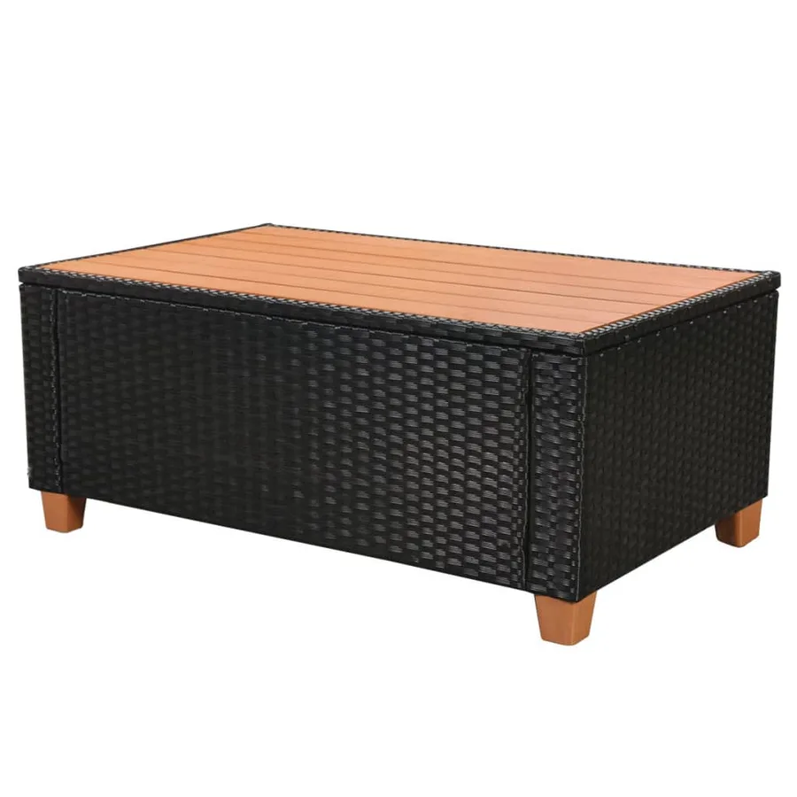 Salon de jardin 4 pcs avec coussins Résine tressée Noir - 7