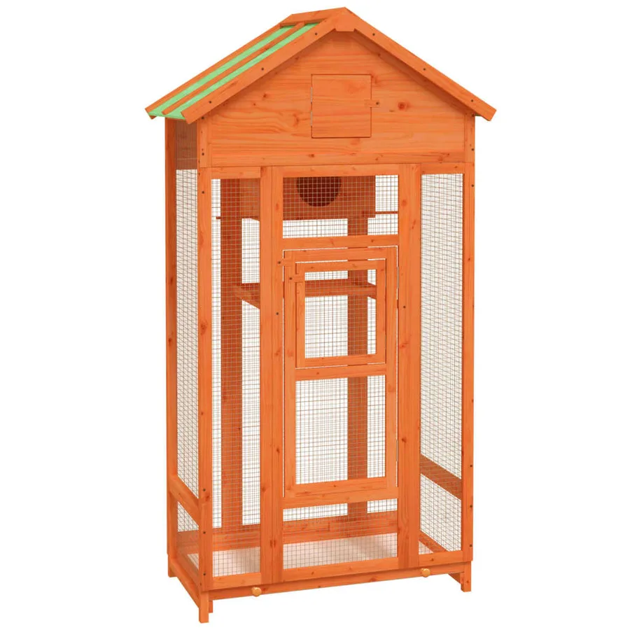 Maison à oiseaux marron 91,5x53x170 cm bois massif de pin - 2