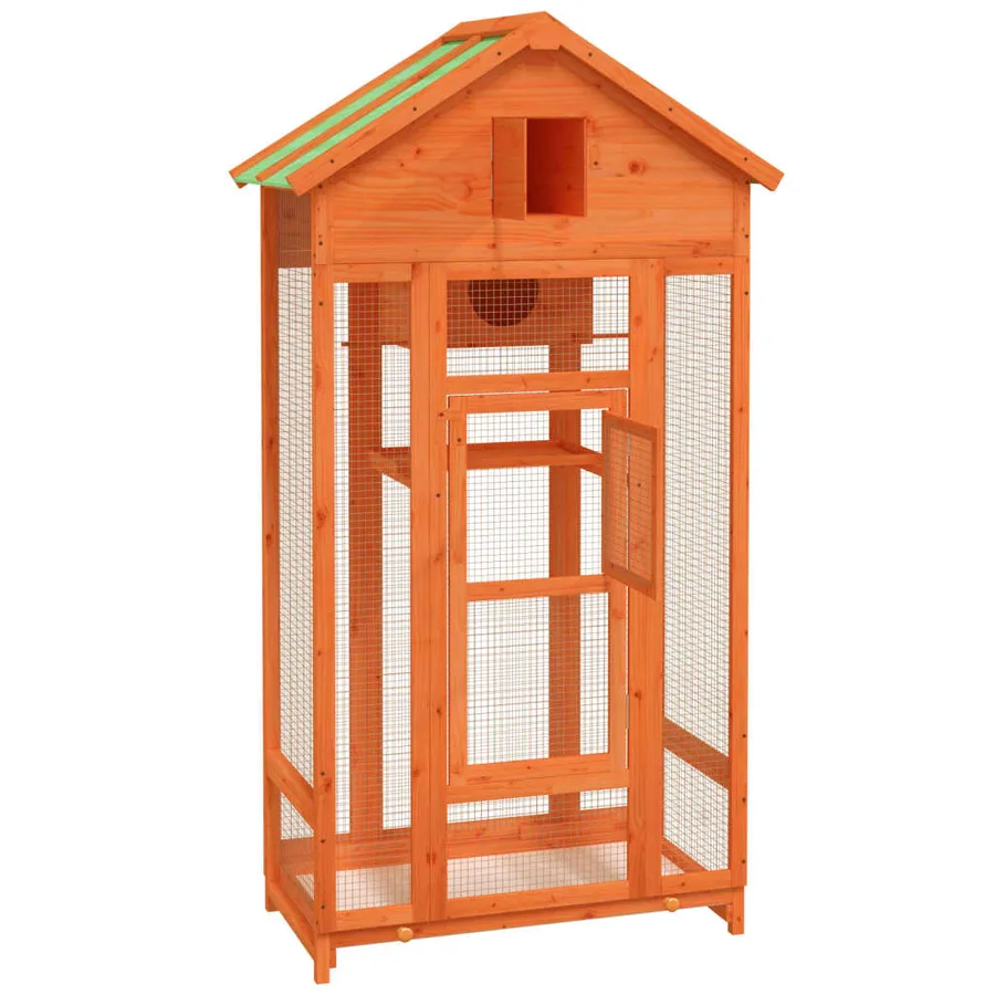 Maison à oiseaux marron 91,5x53x170 cm bois massif de pin - 4