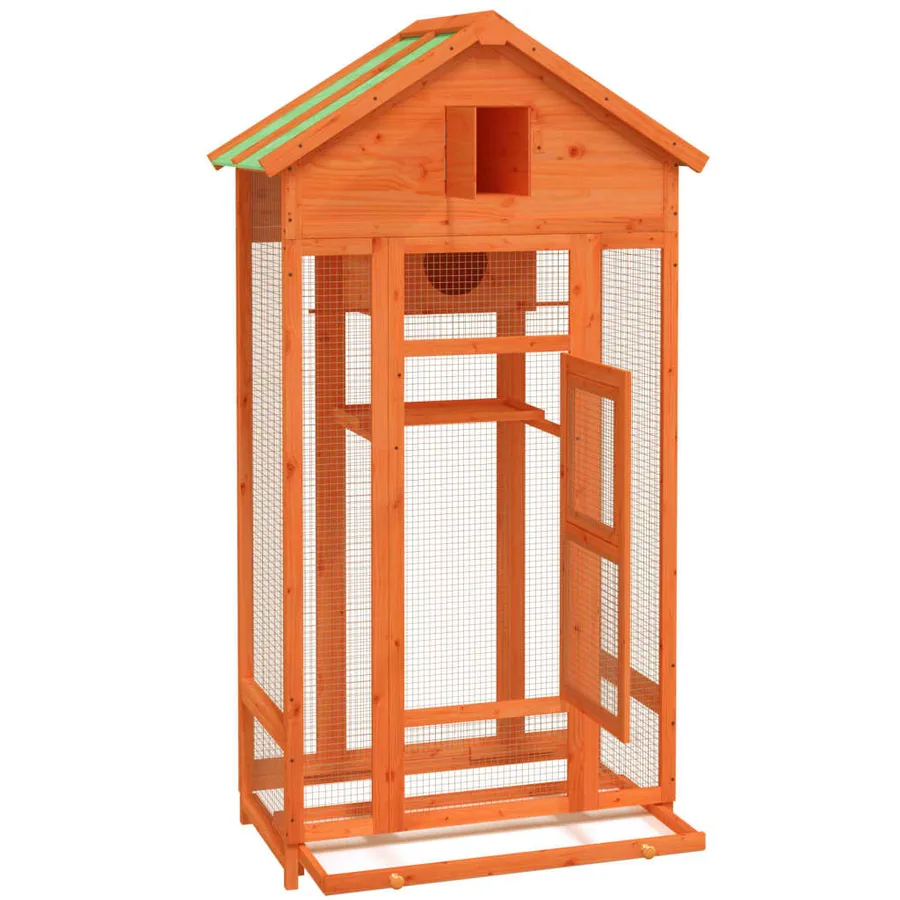 Maison à oiseaux marron 91,5x53x170 cm bois massif de pin - 5