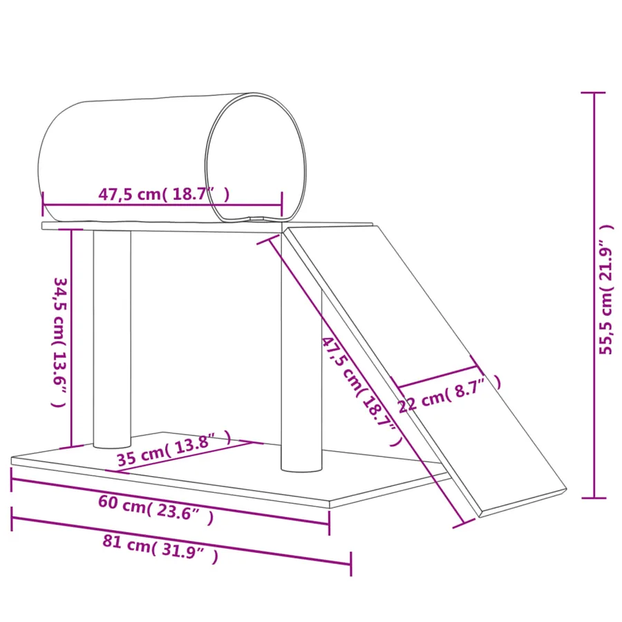 Arbres à chat avec tunnel et échelle crème 55,5 cm - 7