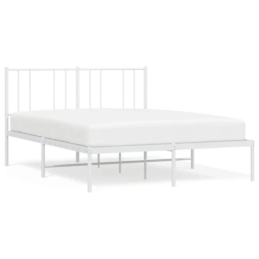 Cadre de lit métal sans matelas et tête de lit blanc 140x200 cm - 2