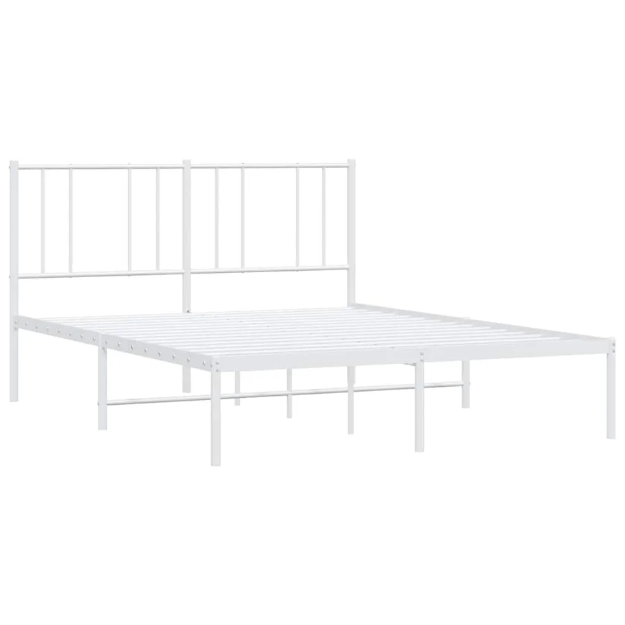 Cadre de lit métal sans matelas et tête de lit blanc 140x200 cm - 3