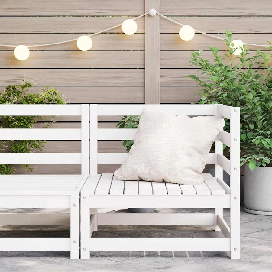 Canapé d'angle de jardin blanc bois de pin massif