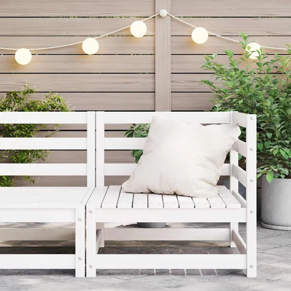 Canapé d'angle de jardin blanc bois de pin massif