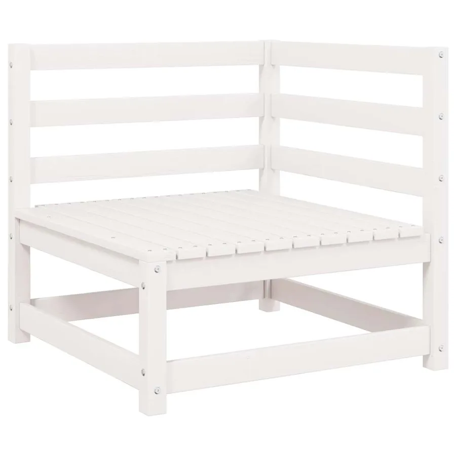 Canapé d'angle de jardin blanc bois de pin massif - 2