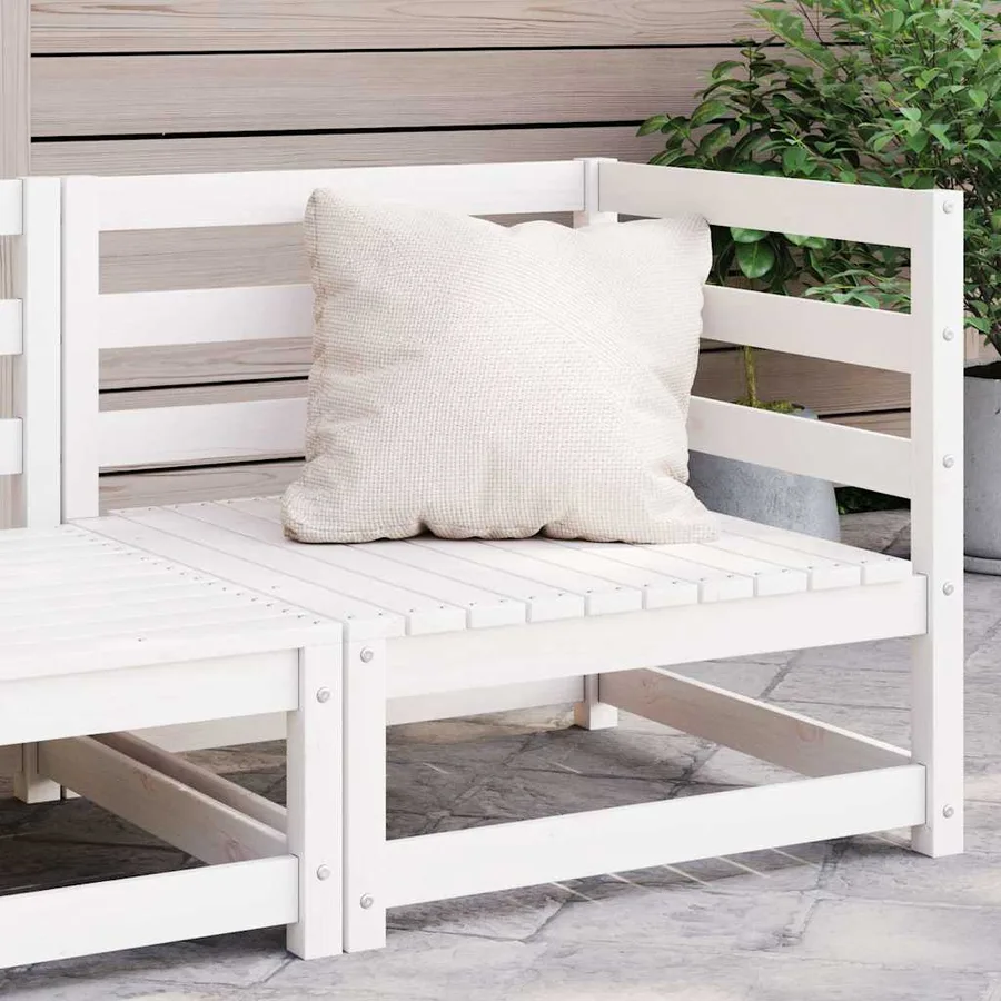 Canapé d'angle de jardin blanc bois de pin massif - 3