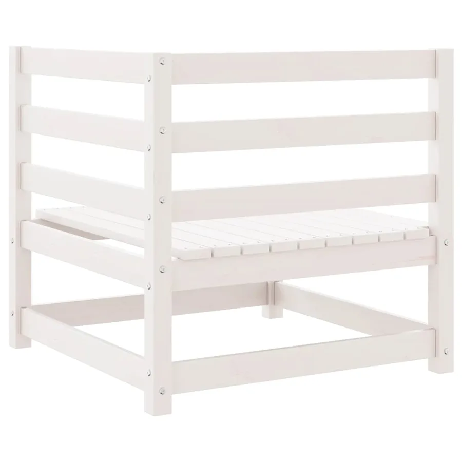 Canapé d'angle de jardin blanc bois de pin massif - 6