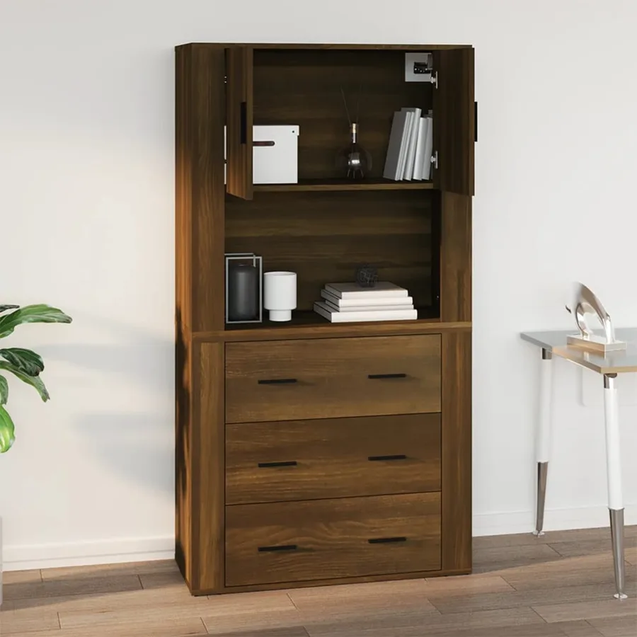 Armoire murale Chêne marron 80x33x80 cm Bois d'ingénierie - 8
