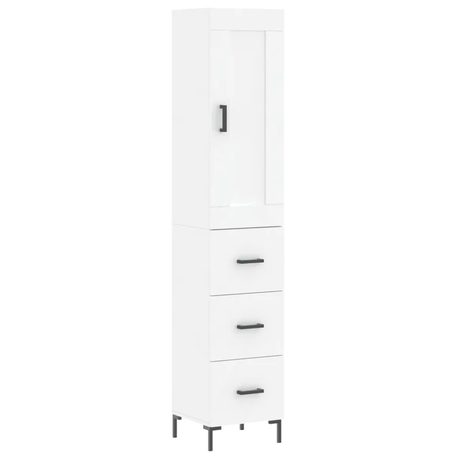 Buffet haut Blanc 34,5x34x180 cm Bois d'ingénierie - 2