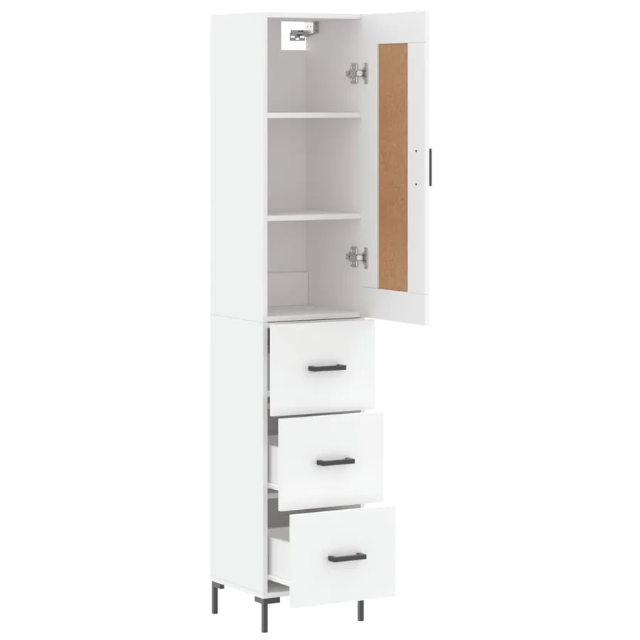 Buffet haut Blanc 34,5x34x180 cm Bois d'ingénierie - 4