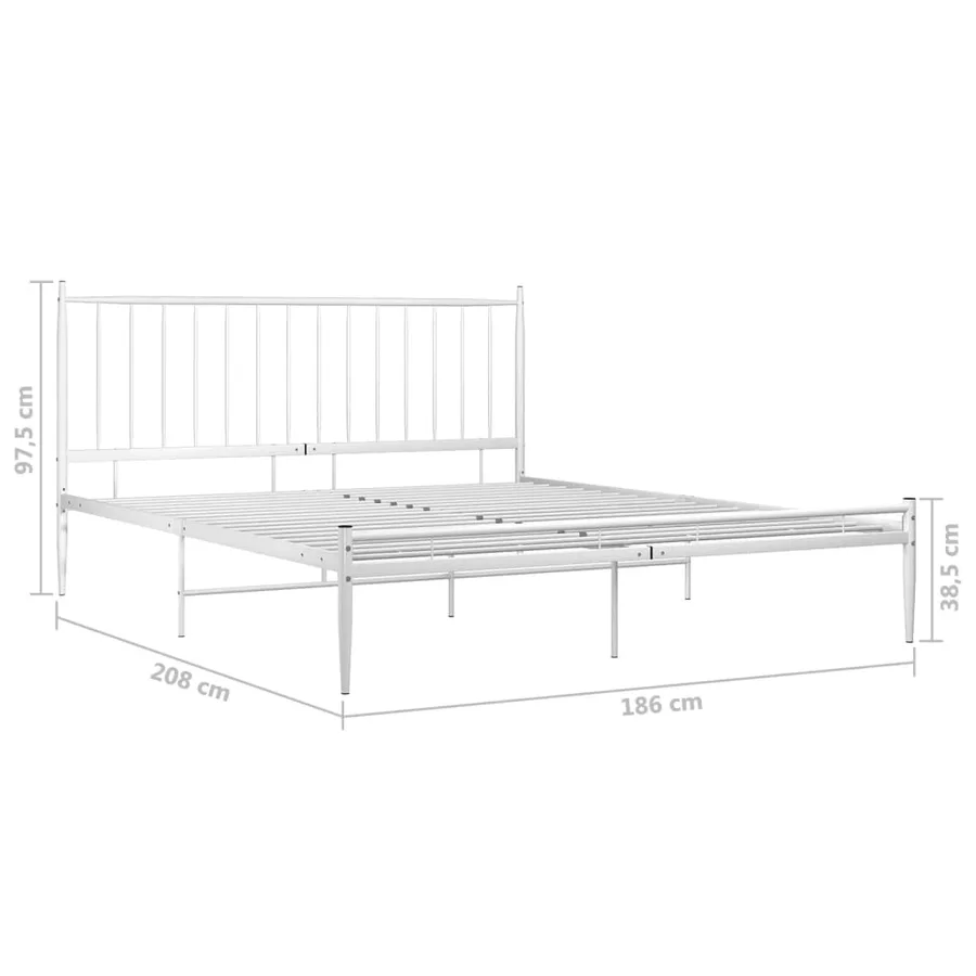 Cadre de lit sans matelas blanc métal 180x200 cm - 7