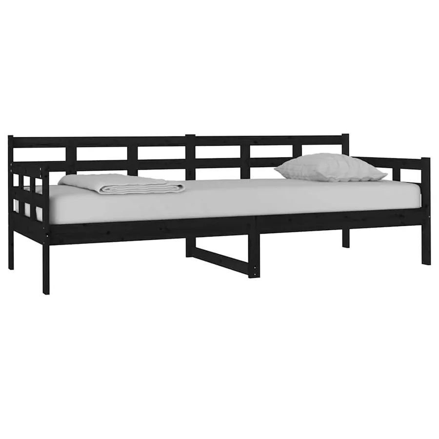 Lit de jour sans matelas noir bois de pin massif 80x200 cm - 3
