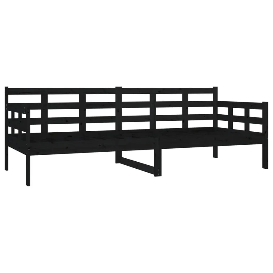 Lit de jour sans matelas noir bois de pin massif 80x200 cm - 7