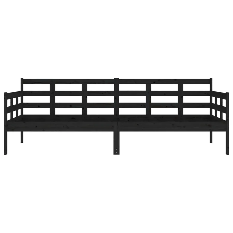 Lit de jour sans matelas noir bois de pin massif 80x200 cm - 8
