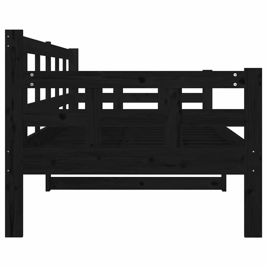 Lit de jour sans matelas noir bois de pin massif 80x200 cm - 9