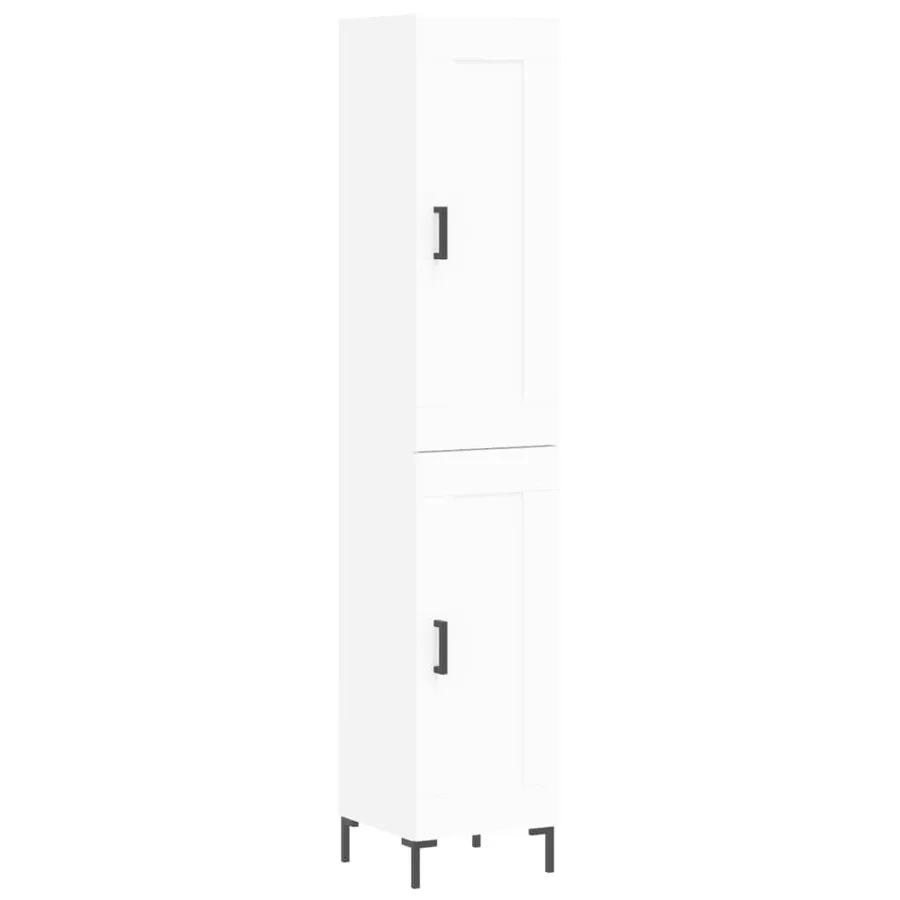 Buffet haut Blanc 34,5x34x180 cm Bois d'ingénierie - 2