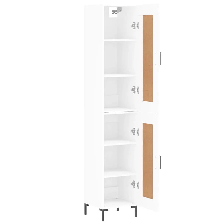 Buffet haut Blanc 34,5x34x180 cm Bois d'ingénierie - 4