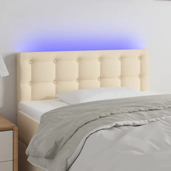 Tête de lit à LED Crème 80x5x78/88 cm Tissu