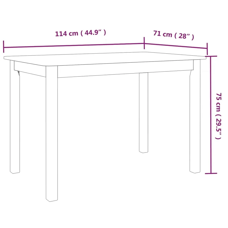 Table à manger Blanc 114x71x75 cm Bois d'hévéa massif - 7