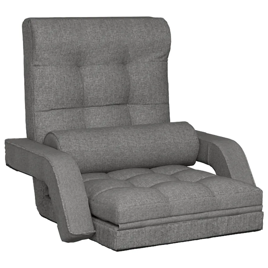 Chaise pliable de sol avec fonction de lit Gris clair Tissu - 2