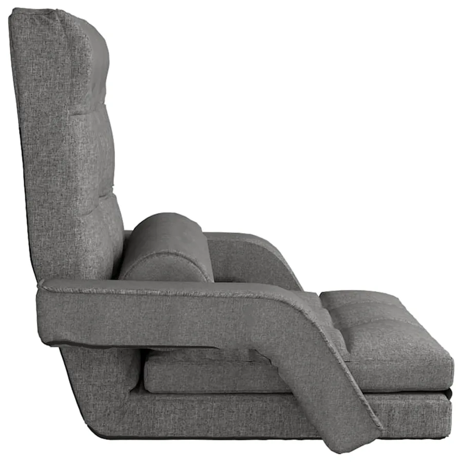 Chaise pliable de sol avec fonction de lit Gris clair Tissu - 4